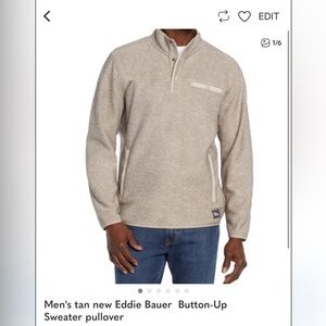 Men’s Eddie Bauer, tan color  long sleeve sweatshirt, size  large pockets nwt